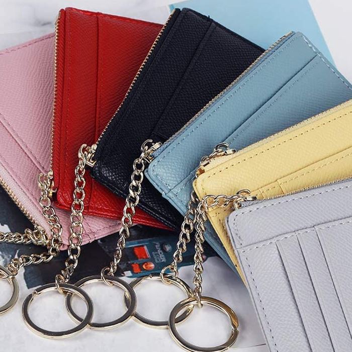 Pink leather card holder 3