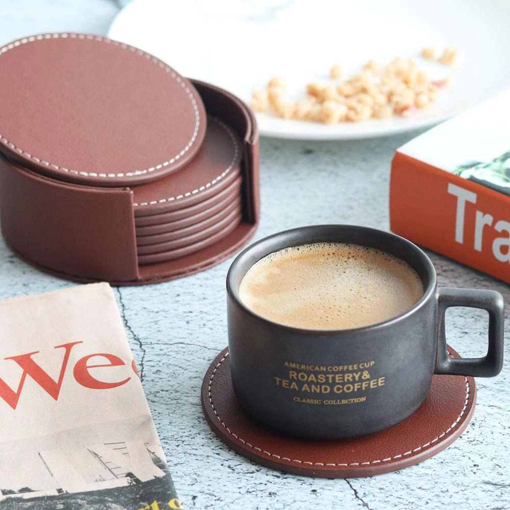 Leather Drink Coaster Set of 8