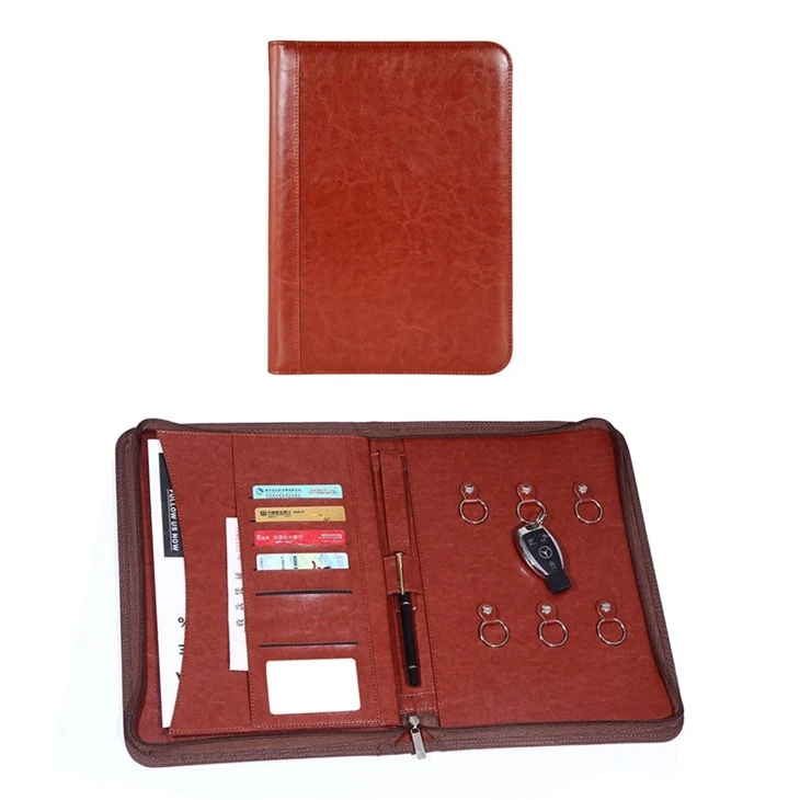 a4 leather zip folder