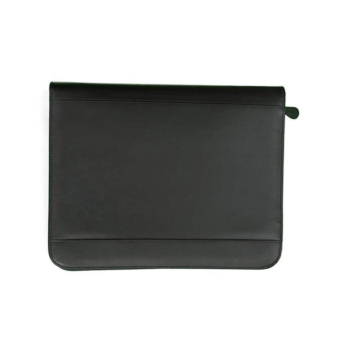 Black Real Leather Folio With Handle