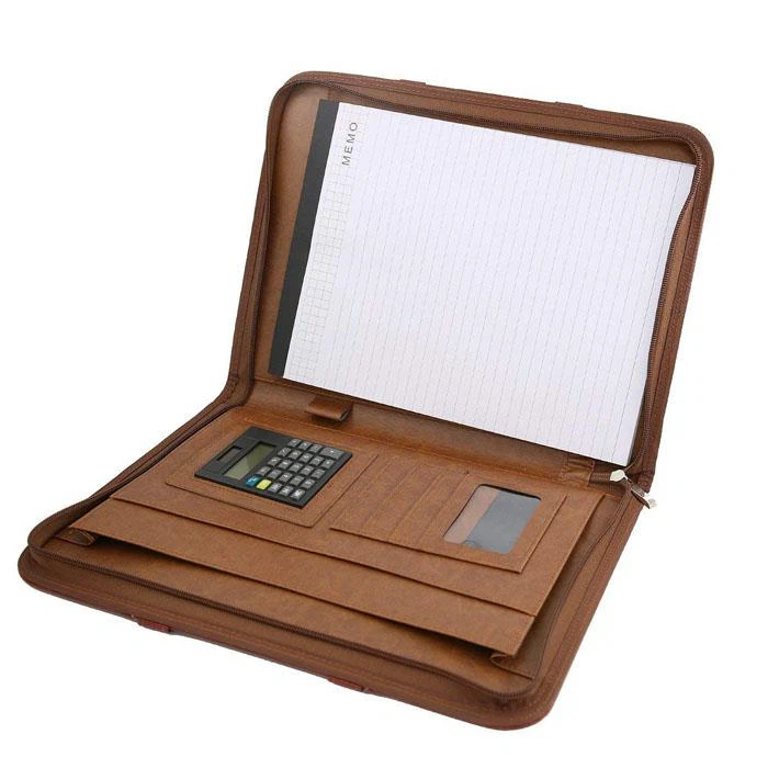Full Grain Leather Binder With Calculator