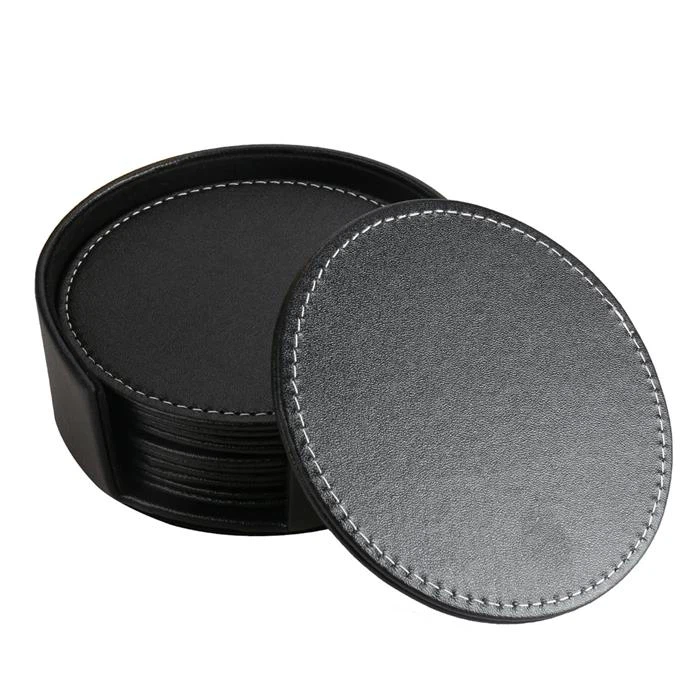Round Leather Glass Coaster Round Leather Glass Coaster